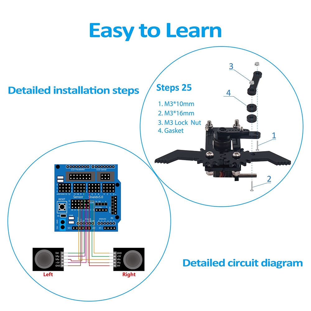 4DOF Acrylic Robot Mechanical Arm Claw Kit Compatible W Arduino IDE DIY CD Tutor 